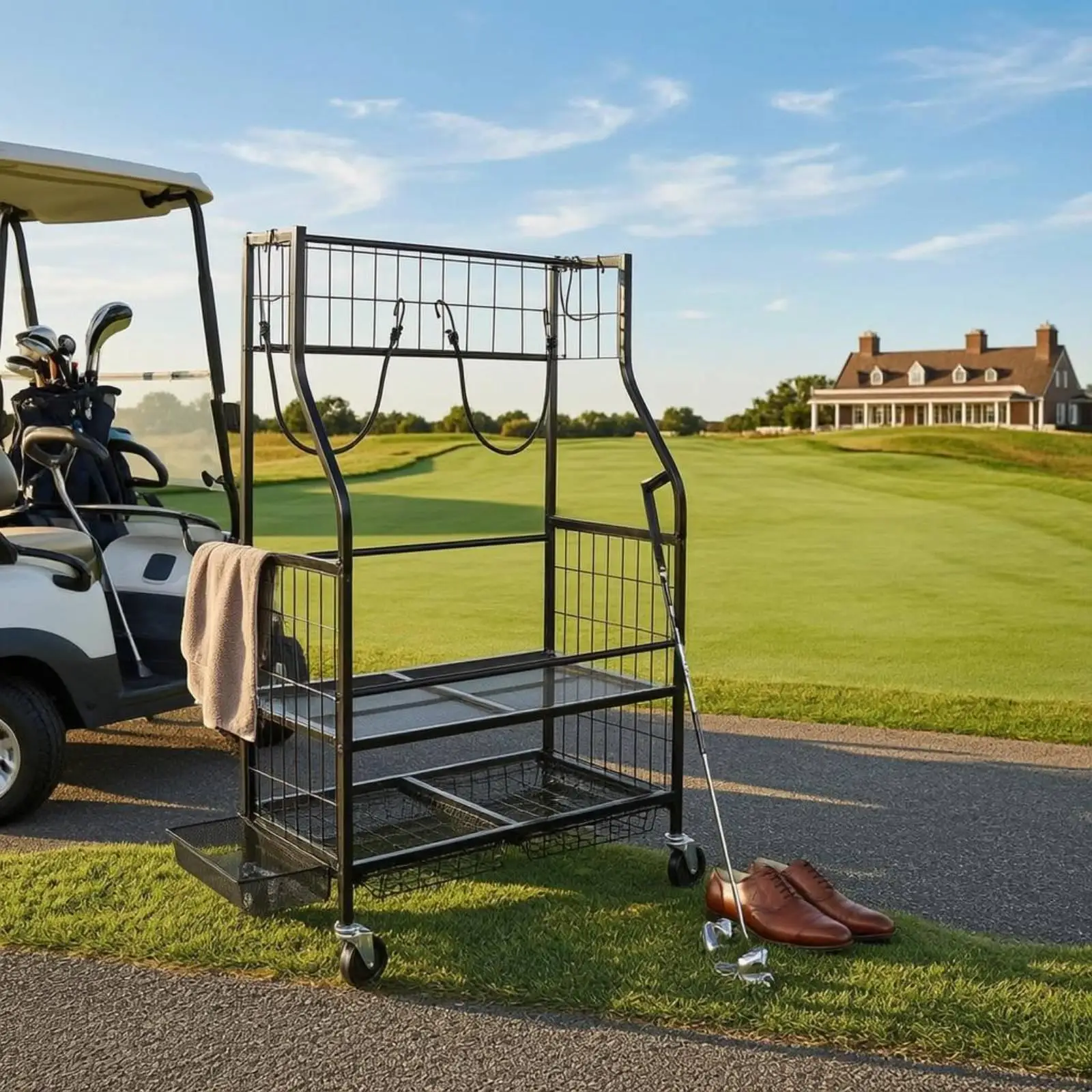 Organizador Bolsas de Golf con Estante y Ruedas - imagen 3