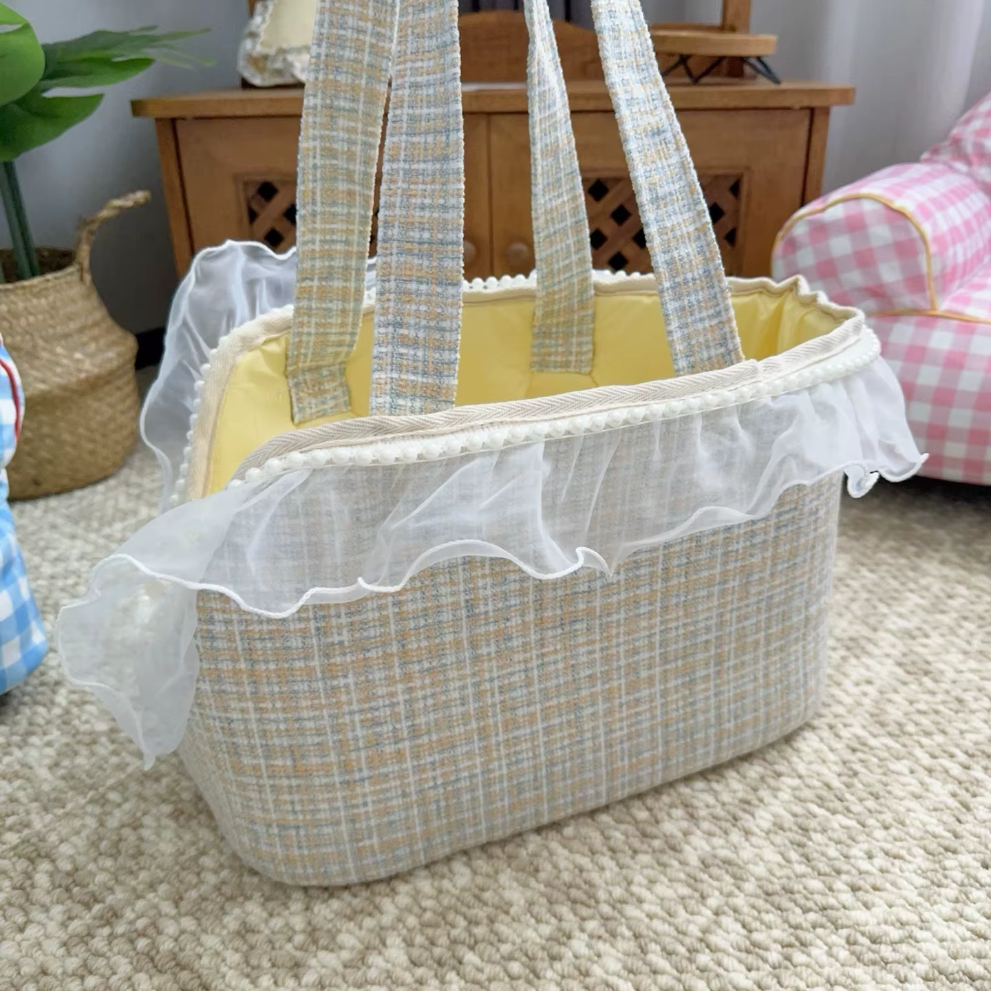 Mochila transportín para gatos con encaje – Bolsa de lana acolchada - imagen 2