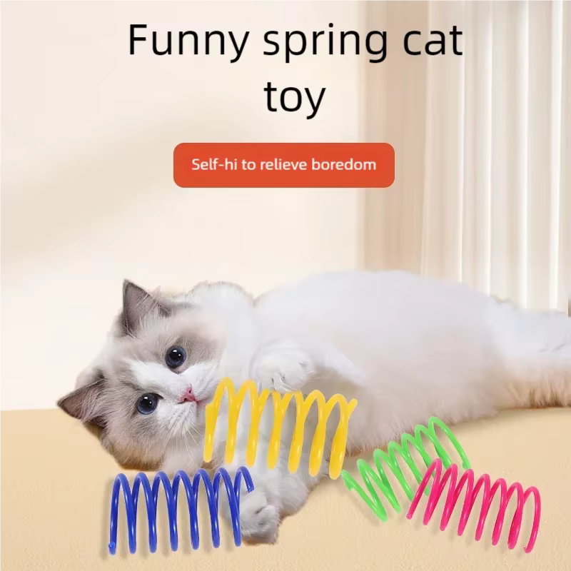 Juguete de resorte en espiral para gatos de plástico colorido