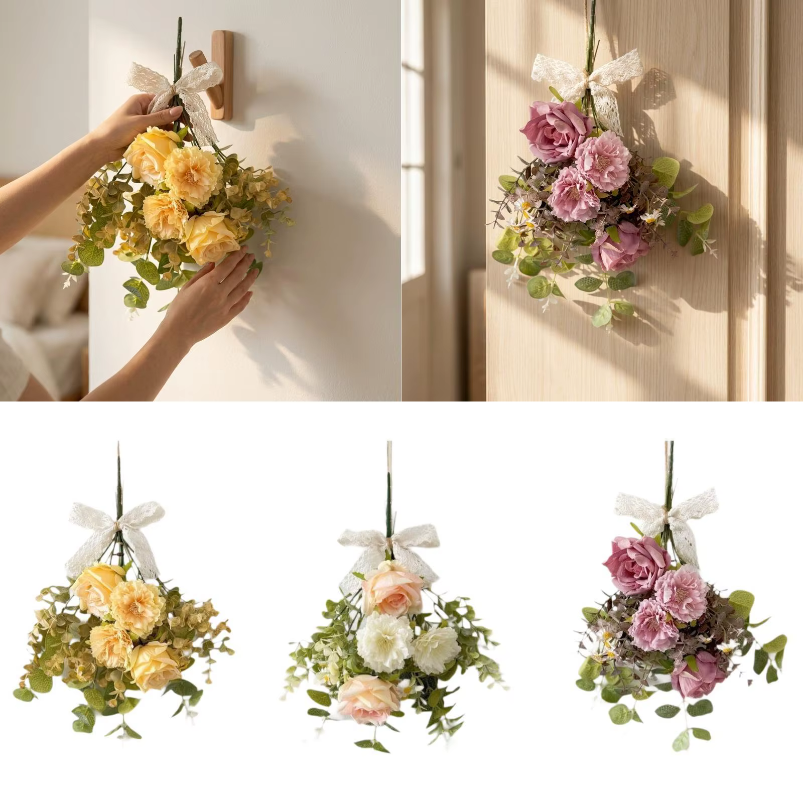 Ramo seco artificial rústico – Guirnalda decorativa para puerta - imagen 3