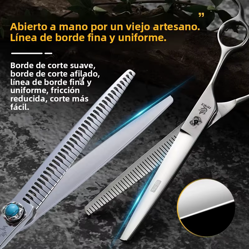 Tijeras profesionales peluquería canina Fenice para perros entresacar - imagen 5