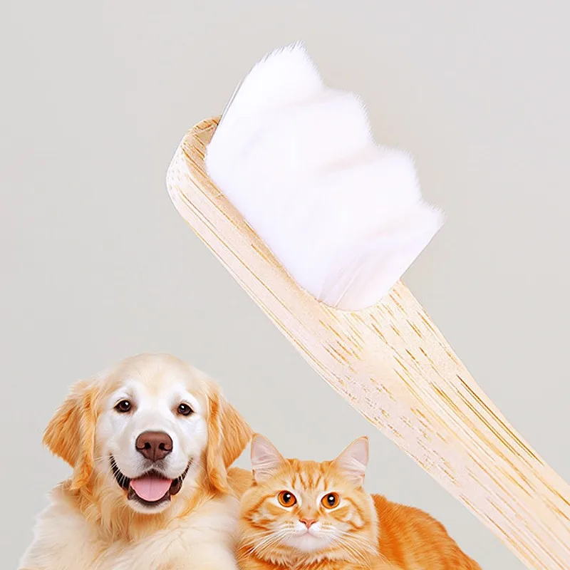 Cepillo dental para perros de cerdas suaves y mango de bambú - imagen 2