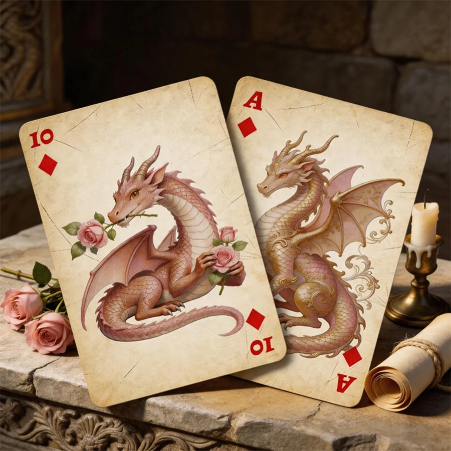 Juego Cartas Póker Dragón Fuego – Baraja Vintage Temática Fantasía - imagen 2