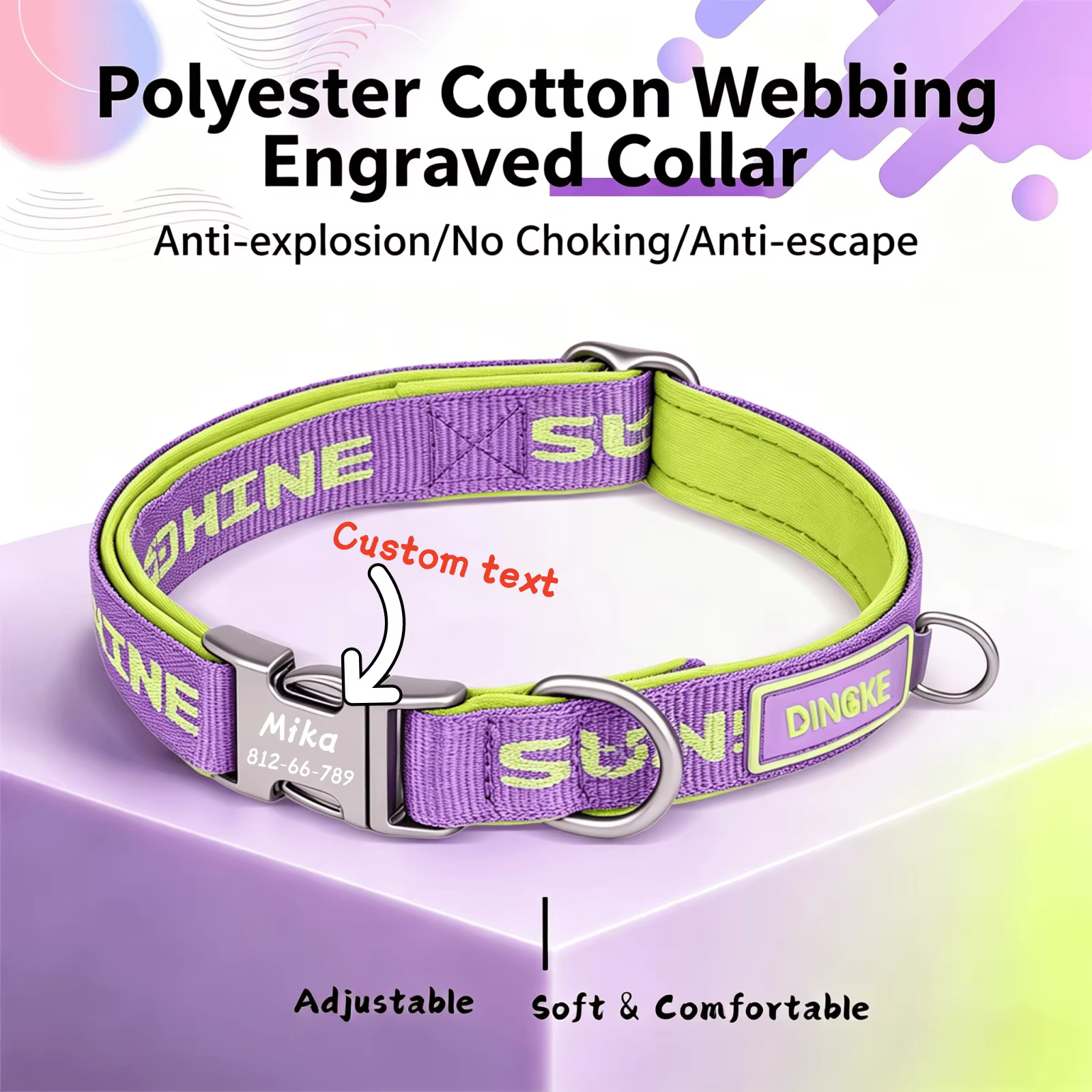Collar con placa de identificación para perros, grabado a medida - imagen 4