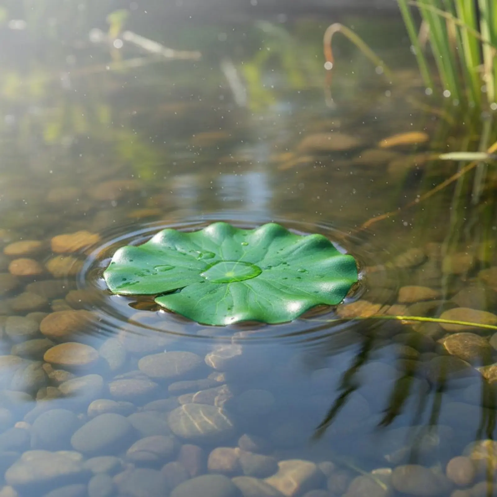 Plantas artificiales flotantes para estanques, decoración tortugas - imagen 5