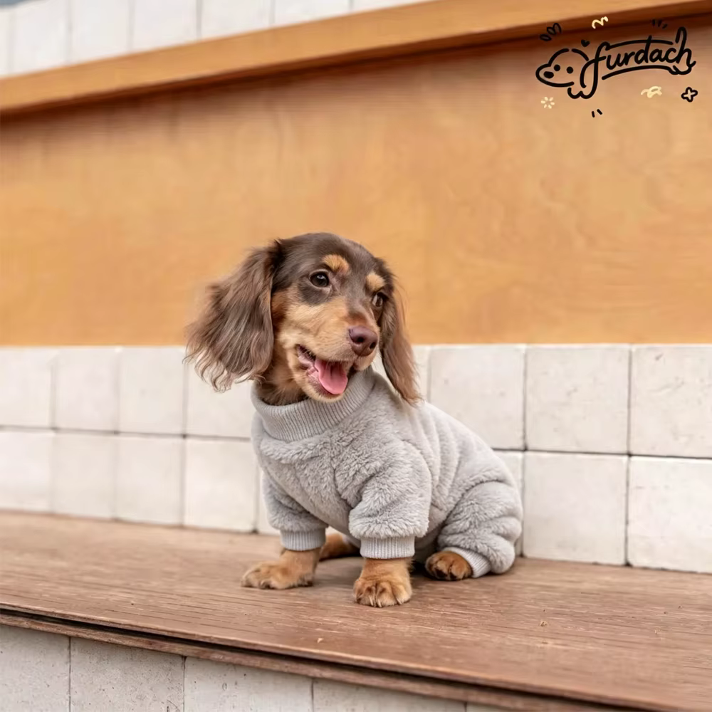 Abrigo polar invierno para perros teckel: sudadera cálida 4 pattes - imagen 4