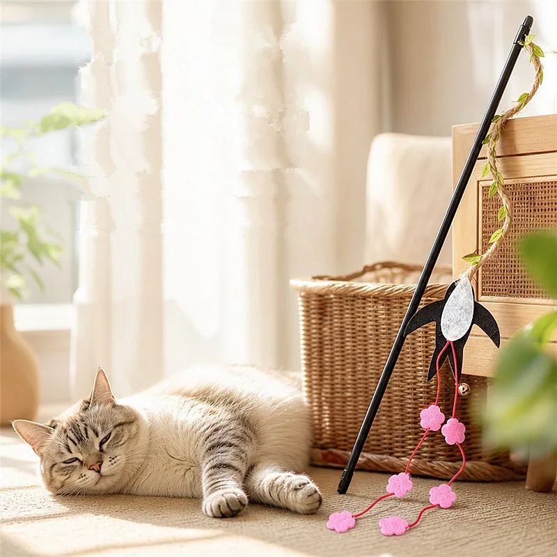 Juguete interactivo para gatos con plumas y borlas de cuerda - imagen 4