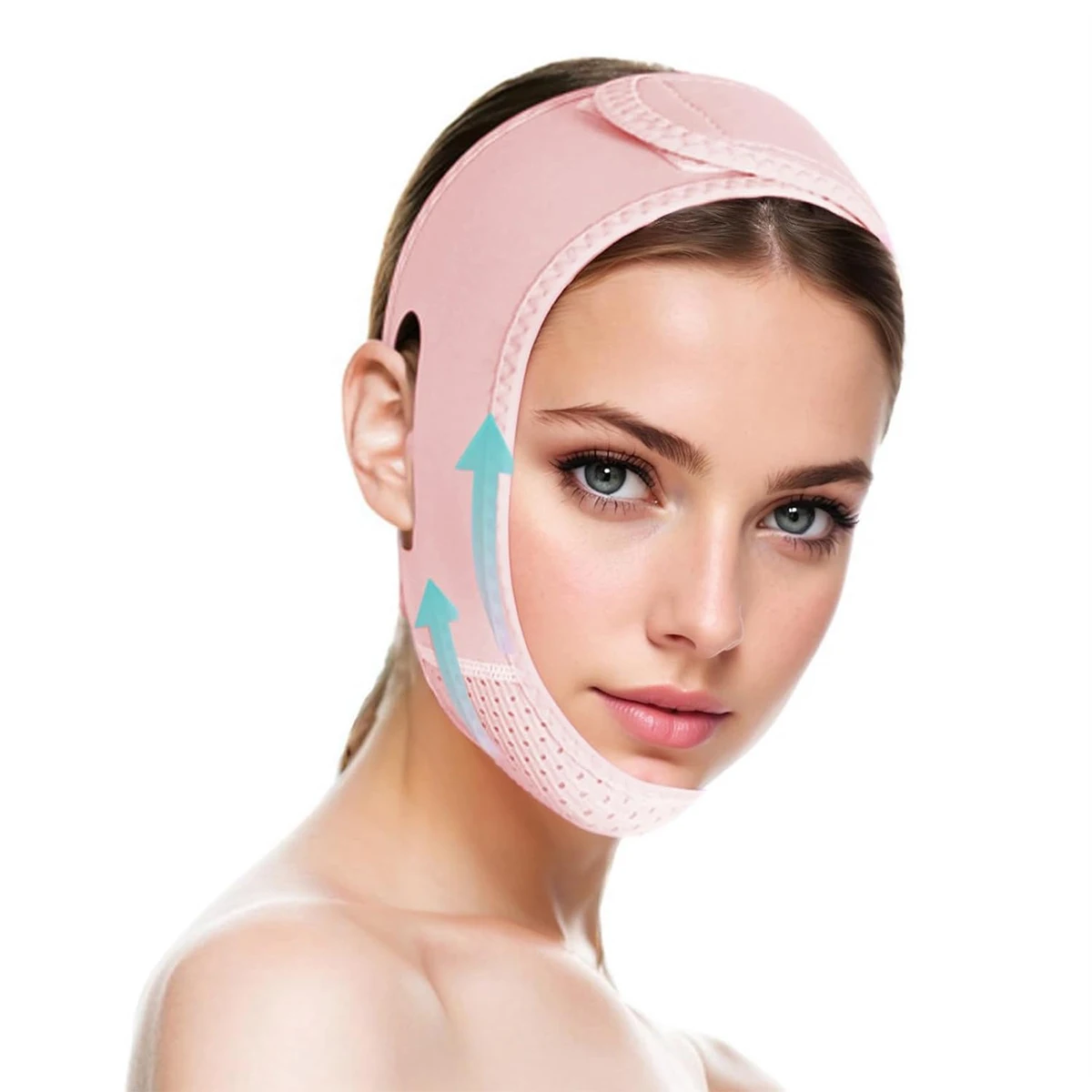 Máscara lifting V Line con correa para barbilla para dormir, color rosa claro