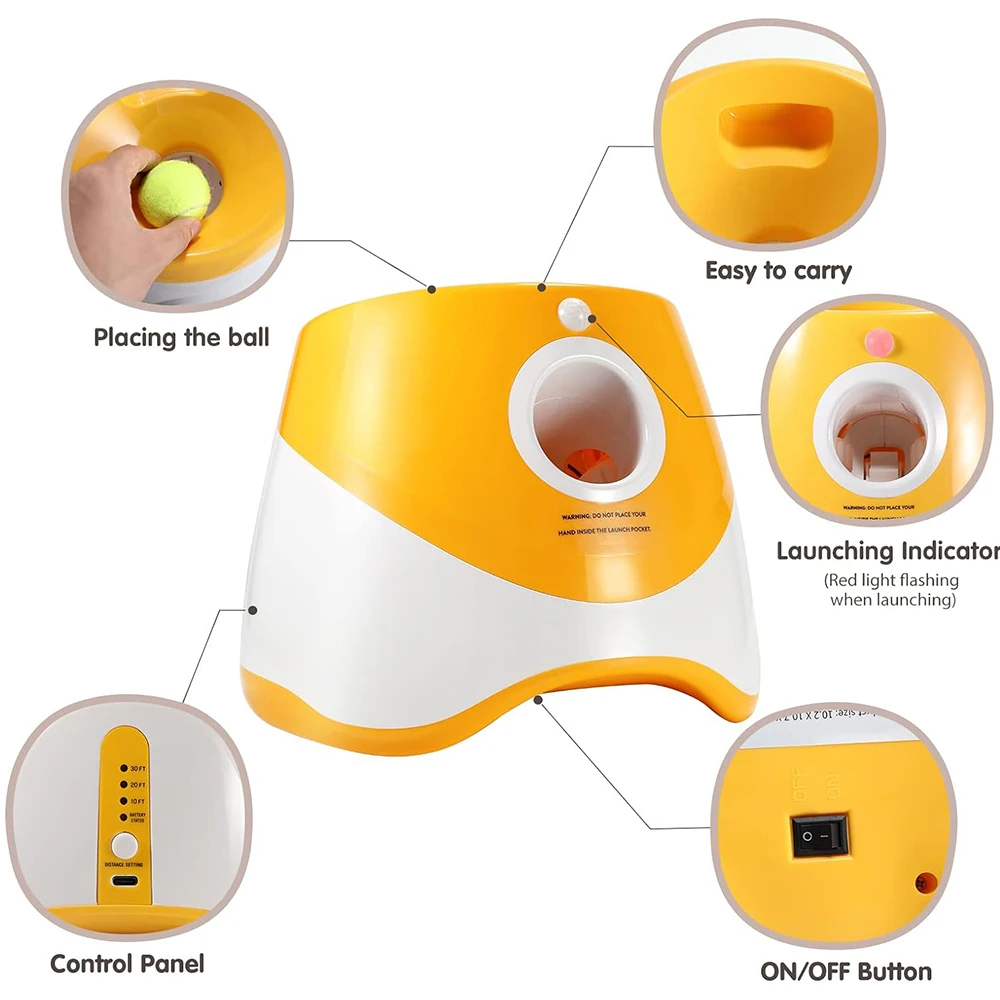 Perro jugando con el lanzador en un jardín