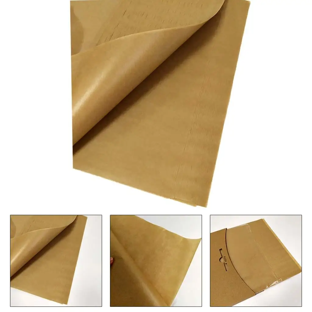 Hojas de papel pergamino precortadas de 30x40 cm dispuestas sobre bandeja