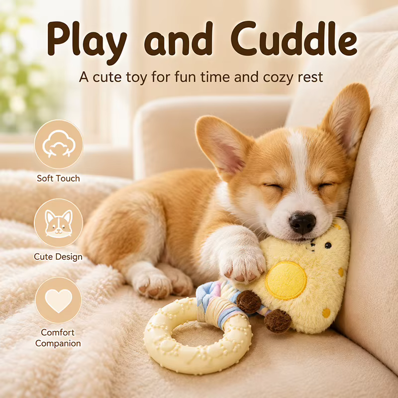 Peluche interactivo con sonido y anillo mordedor para perros - imagen 3
