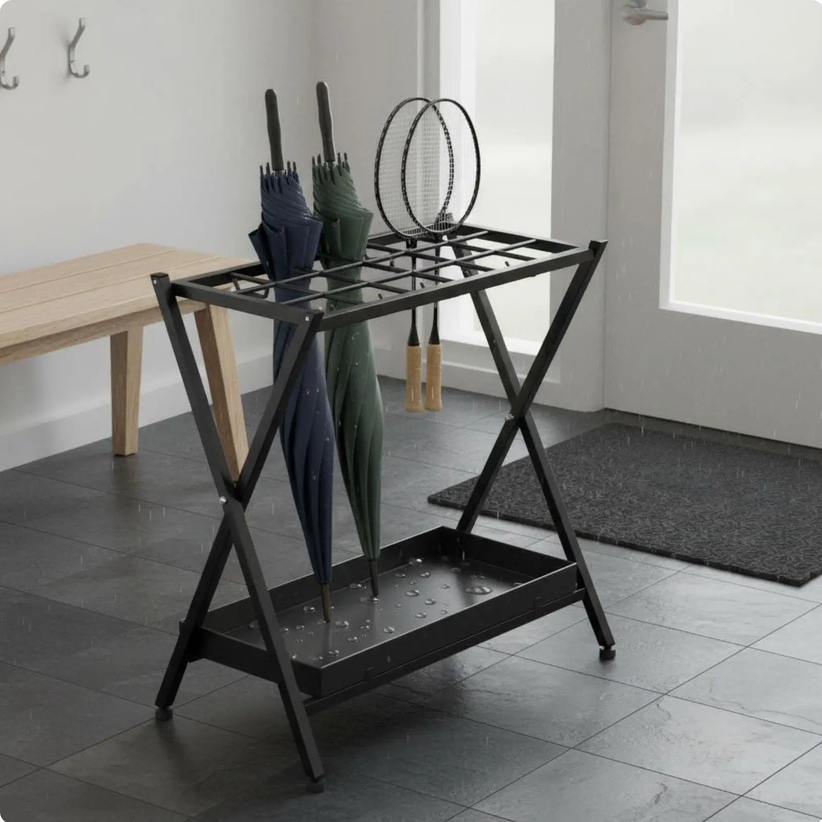 Soporte Plegable para Paraguas y Raquetas – Organizador de Entrada - imagen 4