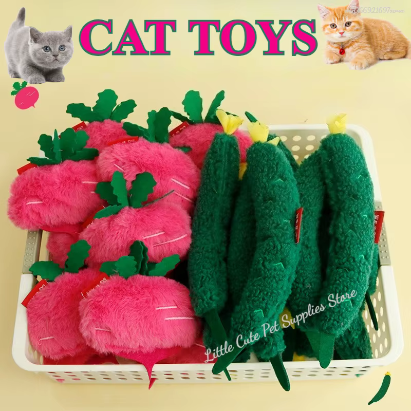 Juguete de peluche para gatos con forma de zanahoria y pepino