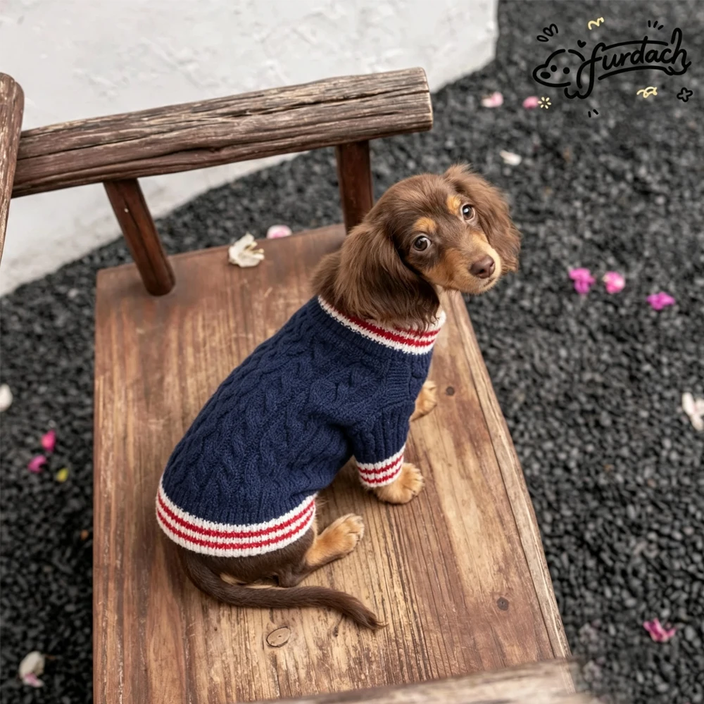 Suéter invierno tejido para perro salchicha patas cortas - imagen 3