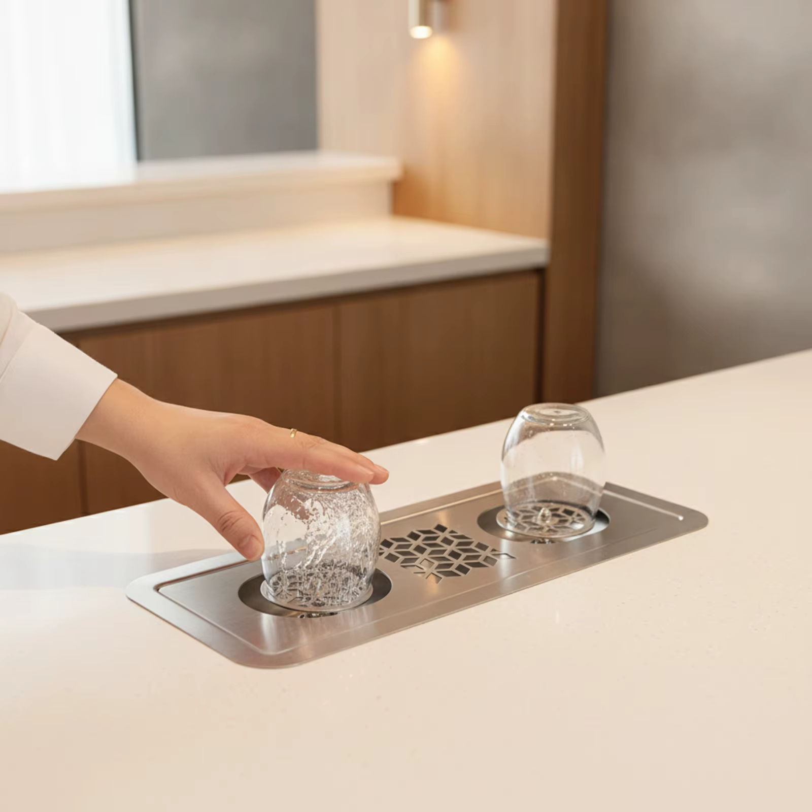 Enjuagador de tazas para gatos y perros, doble cabezal inox