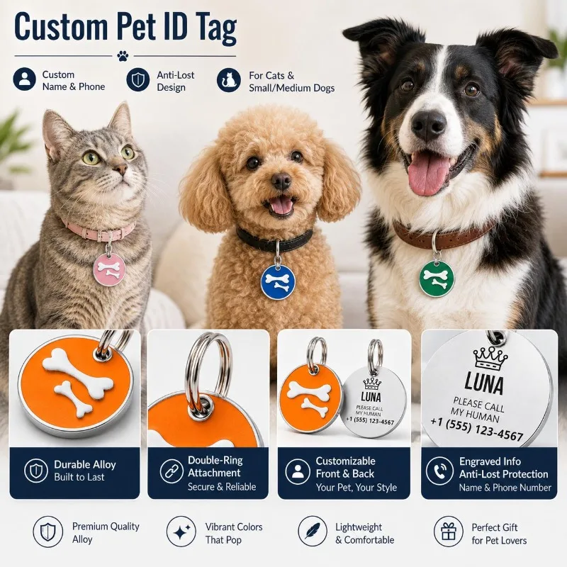 Placa de identificación grabada para perros y gatos con nombre - imagen 5