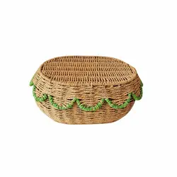 Cesta Tejida para Gatos y Perros Pequeños con Tapa – Mimbre Ovalado