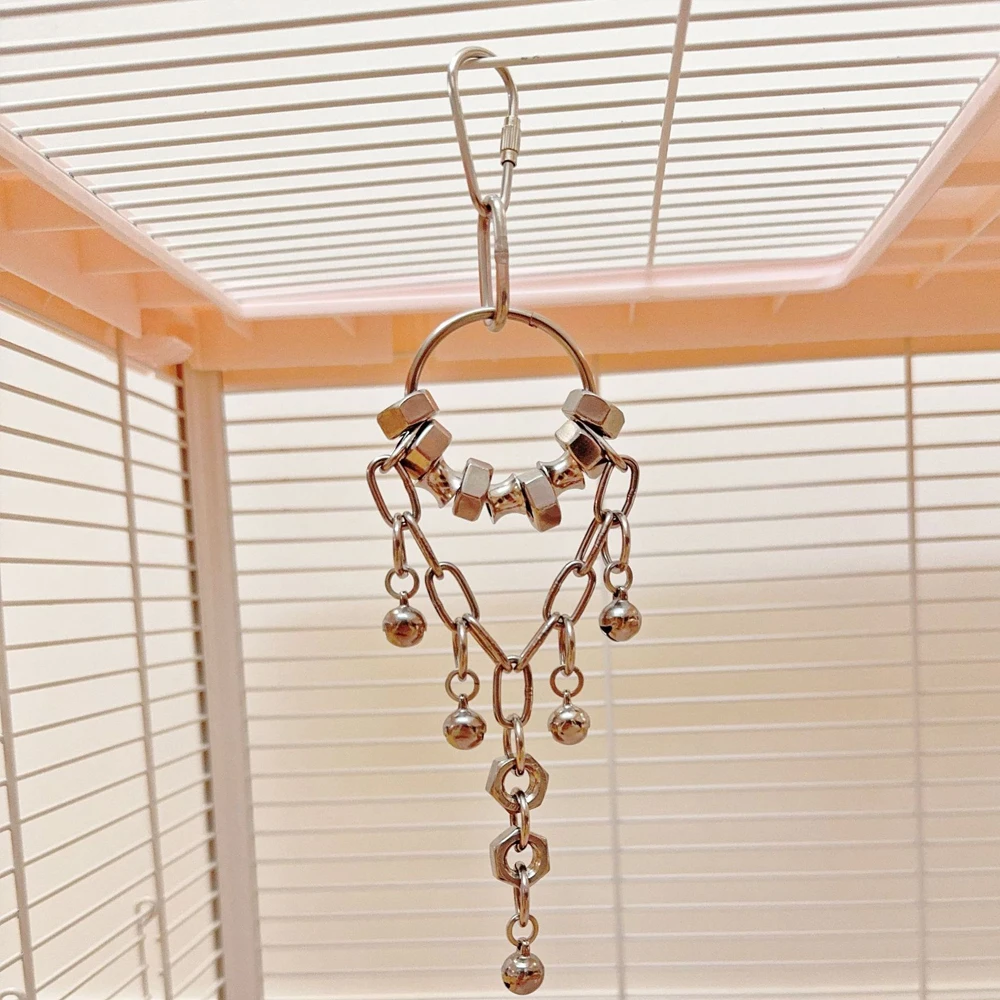Juguete para loros de acero inoxidable con cadena y cascabeles - imagen 5