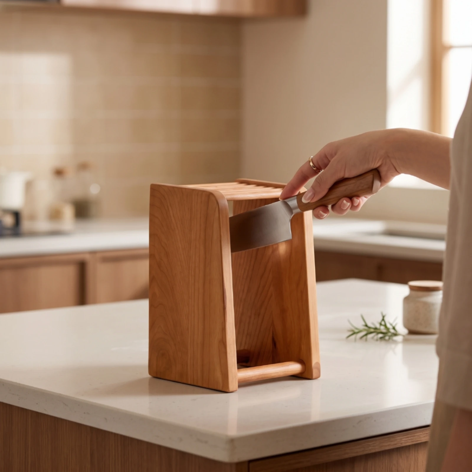 Soporte de cuchillos de madera ventilado y compacto para la cocina - imagen 5