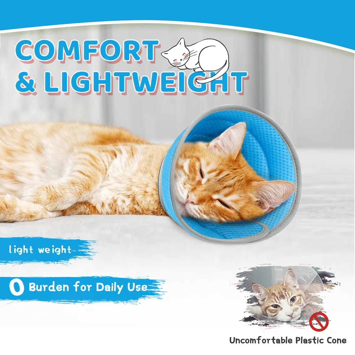 Collar cónico ajustable para gatos y perros – Anti-lamer y post-operatorio - imagen 2