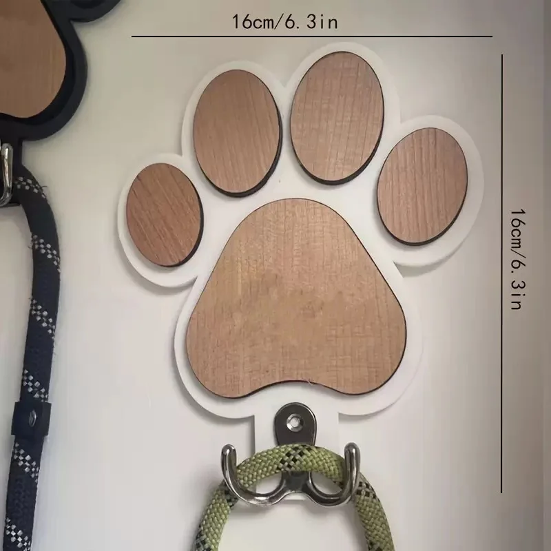 Colgador de pared de madera para correas de perro con huella decorativa - imagen 5