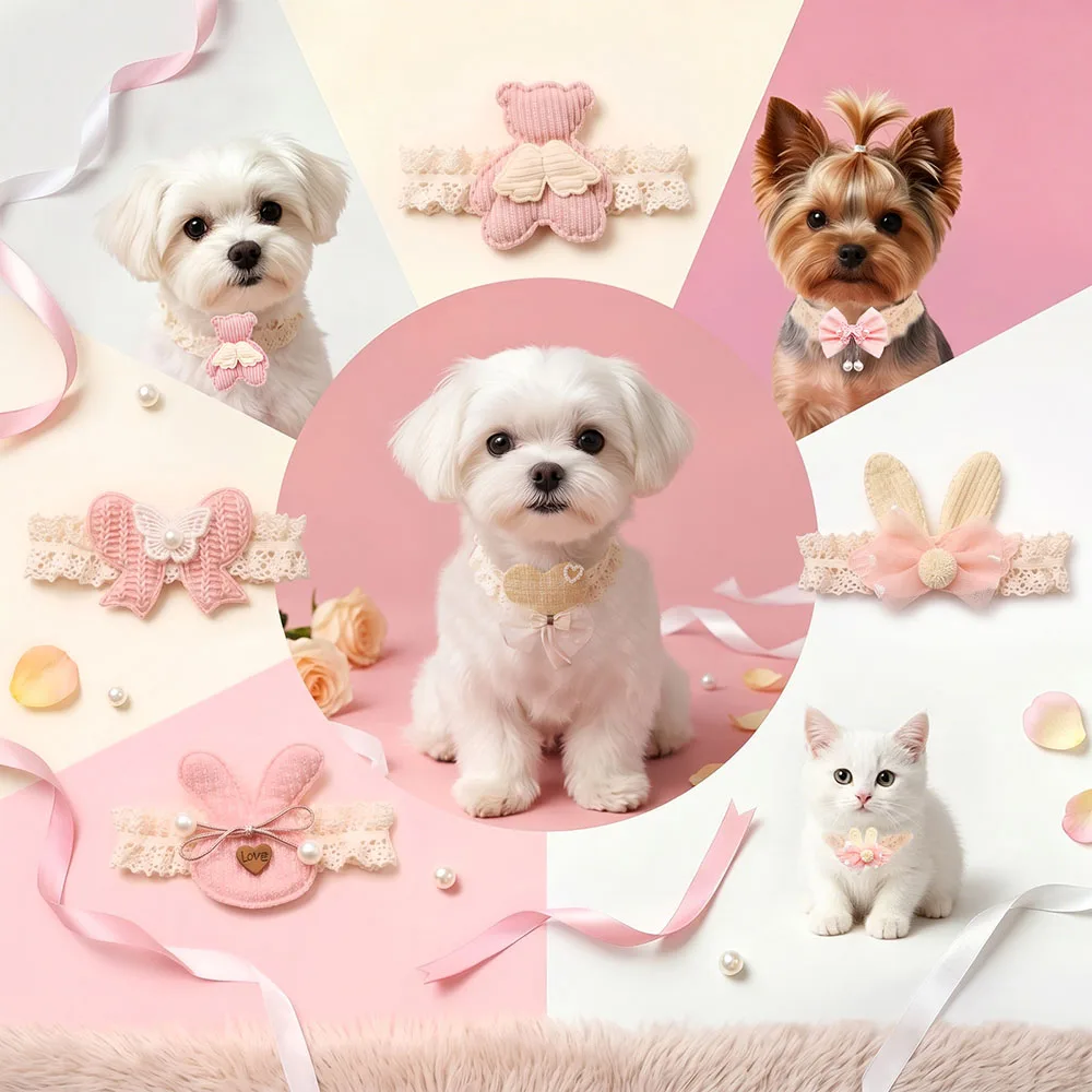 Collares con lazo de encaje y elástico para perros y gatos - imagen 2