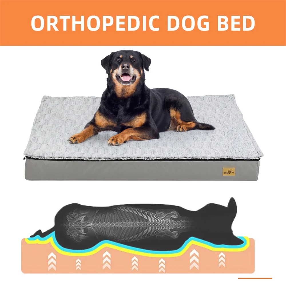 Cama ortopédica de felpa para perros grandes, antideslizante y lavable - imagen 4