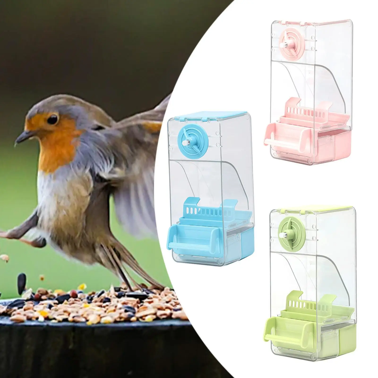 Comedero colgante con soporte integrado para aves pequeñas