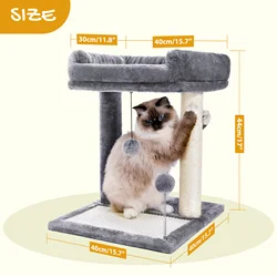 Árbol para gatos 44 cm con cama extraíble, rascador y doble poste