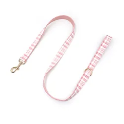 Collar personalizado para perro a cuadros con nombre y teléfono