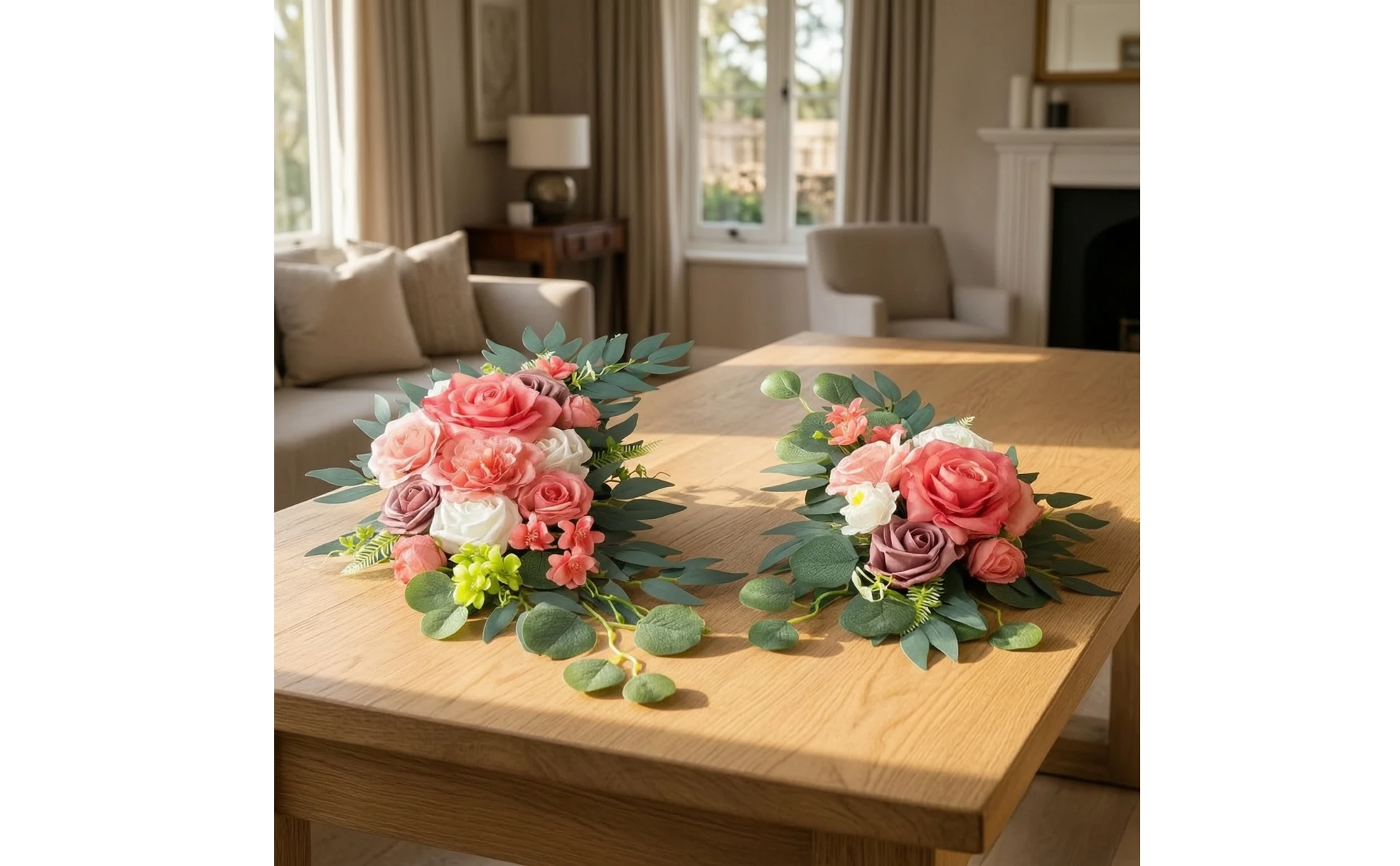 Fondo decorativo con flores cascadeadas montado en arco nupcial