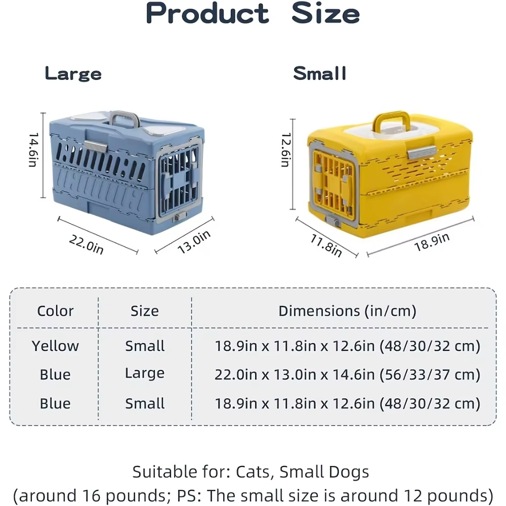 Jaula plegable para perros y gatos – Transportín rígido con cierre - imagen 3