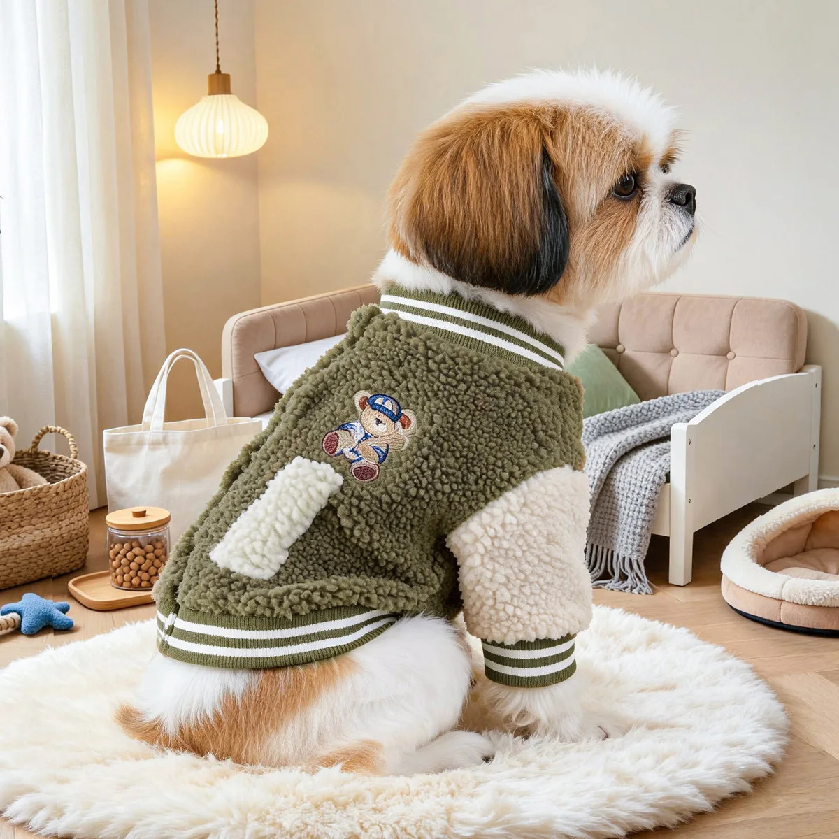 Chaqueta béisbol polar para perros pequeños cálido resistente al viento - imagen 4