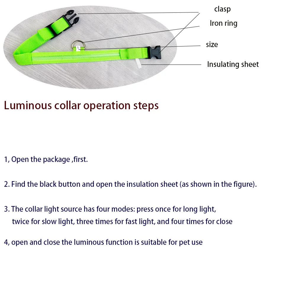 Correa de nailon con LED para perros en uso nocturno