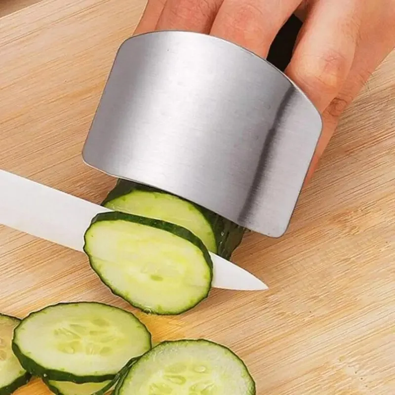 Cortador de verduras de acero inoxidable con protector de dedos para cocina segura