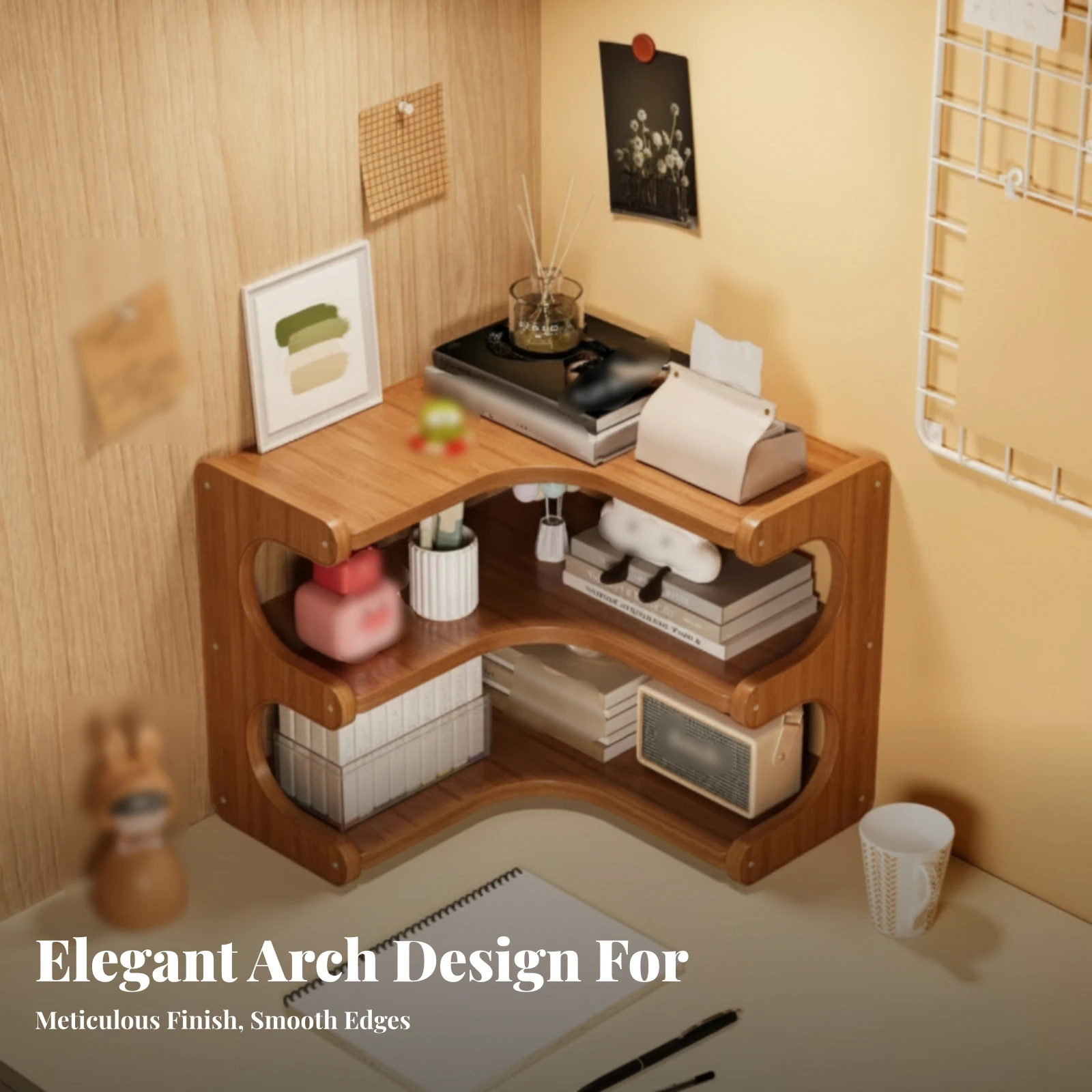 Estante de pared para gatos 2 niveles madera – Repisa esquina trepador - imagen 2