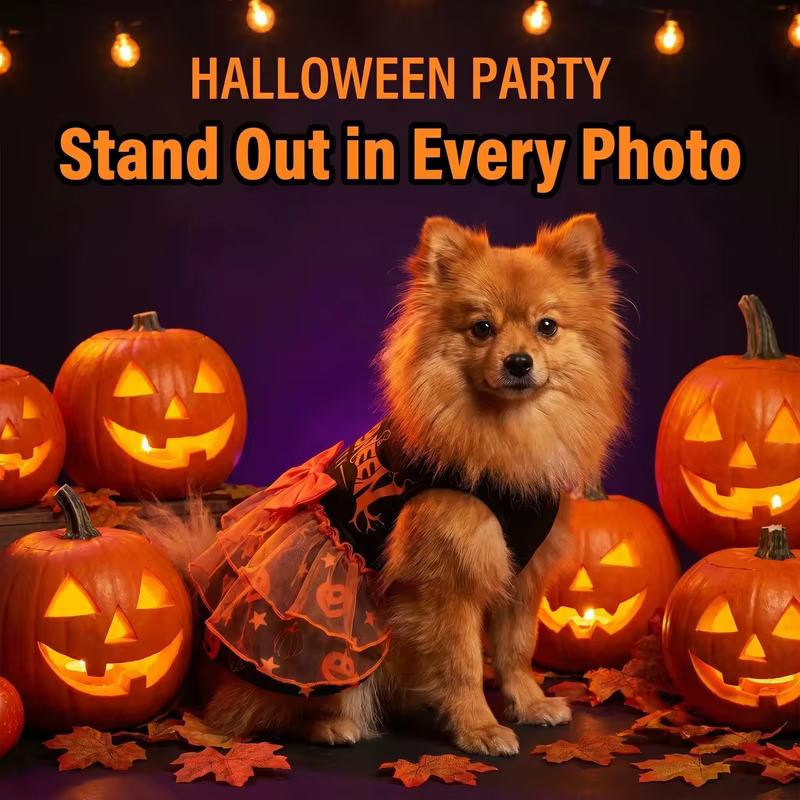 Tutú naranja con lazo para perros y gatos – Disfraz de Halloween - imagen 4