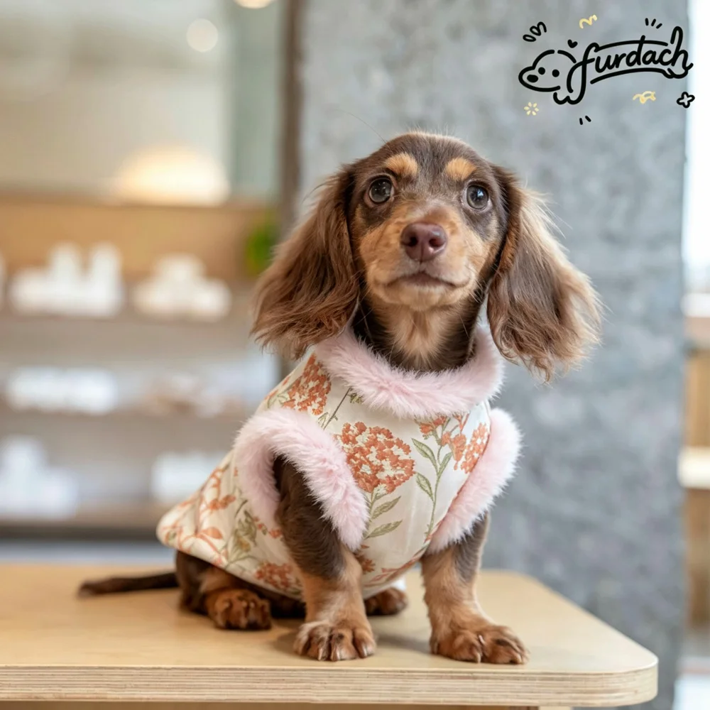 Abrigo de lana rosa tipo Cheongsam para perros, cálido invierno - imagen 5
