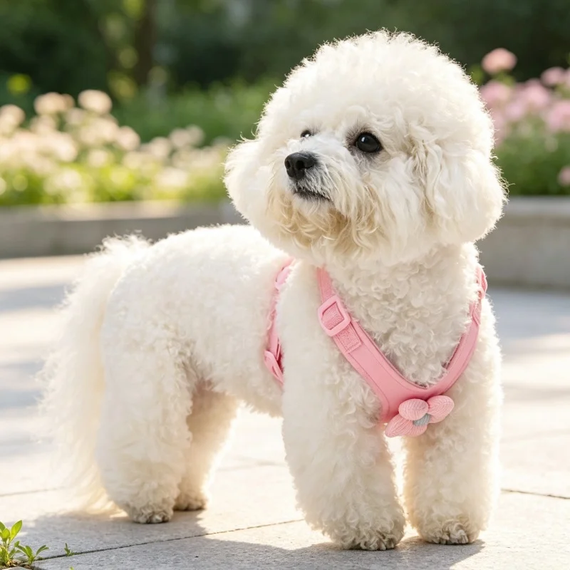 Arnés y correa con flor 3D para perros y gatos – Chaleco ajustable para pasear - imagen 2