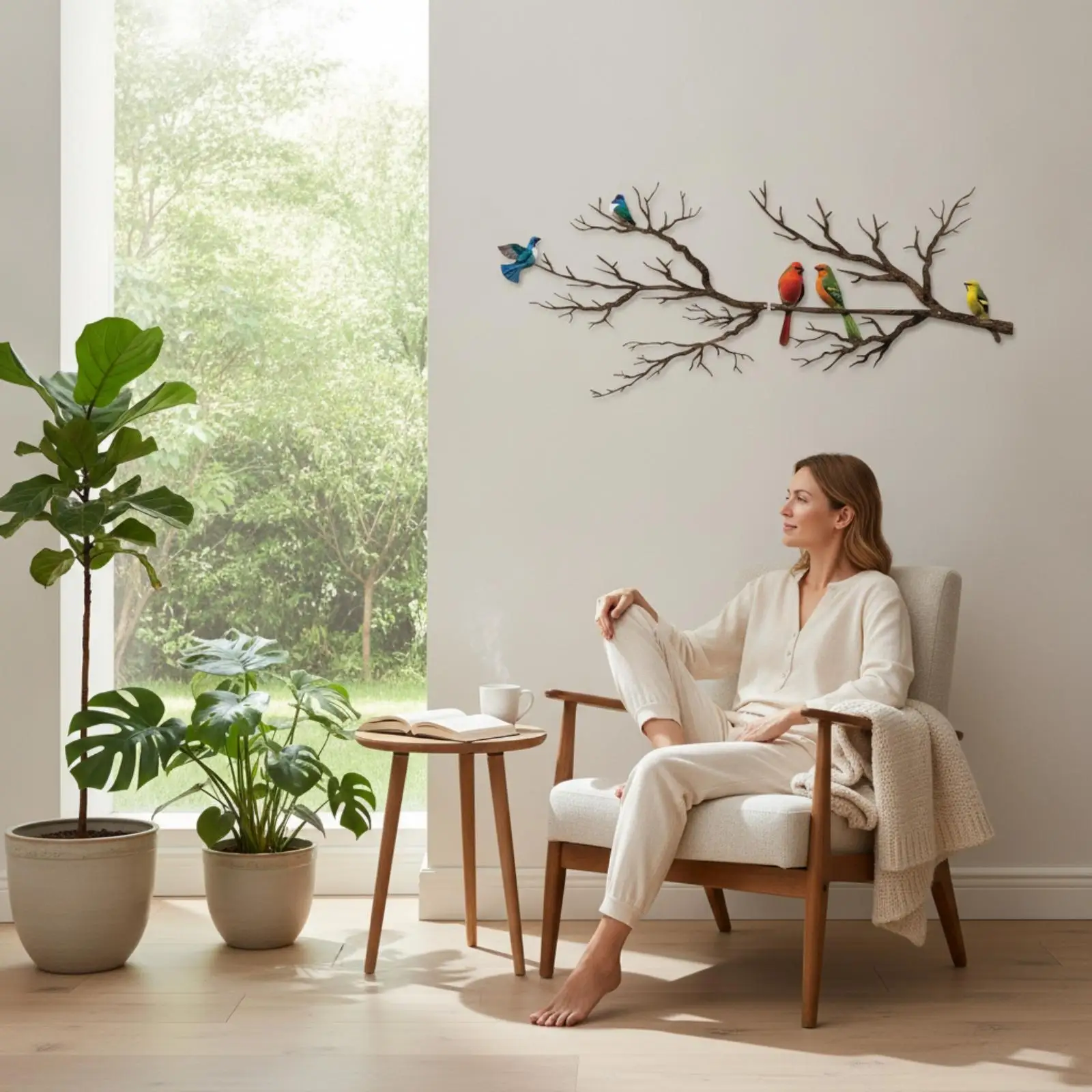 Decoración de pared con aves en rama para patio y exterior - imagen 5