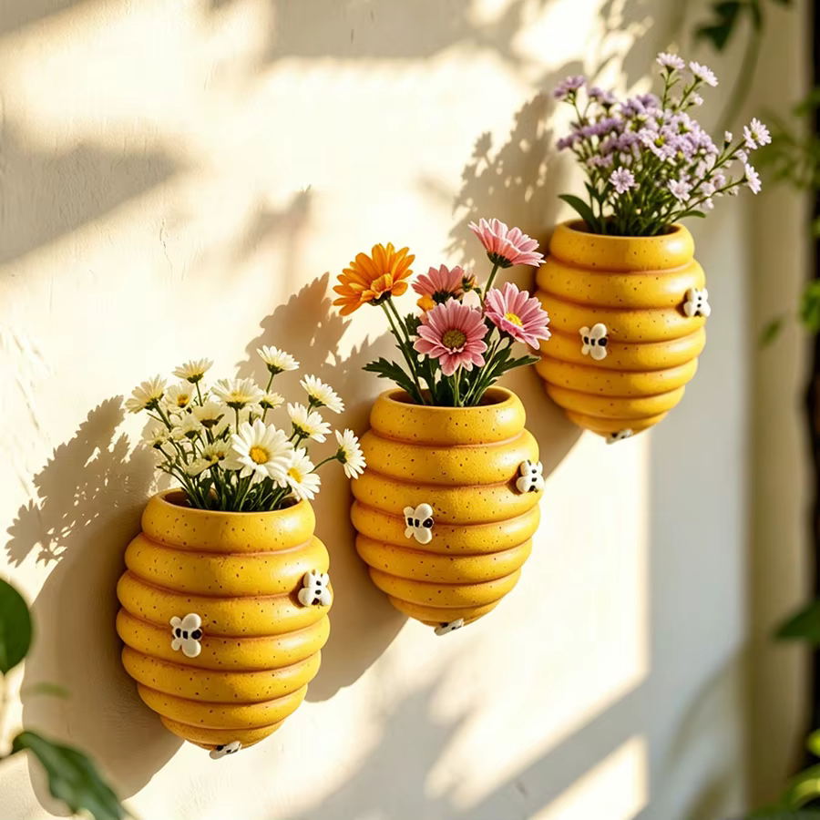 Maceta colgante vertical con panal de abeja, para suculentas
