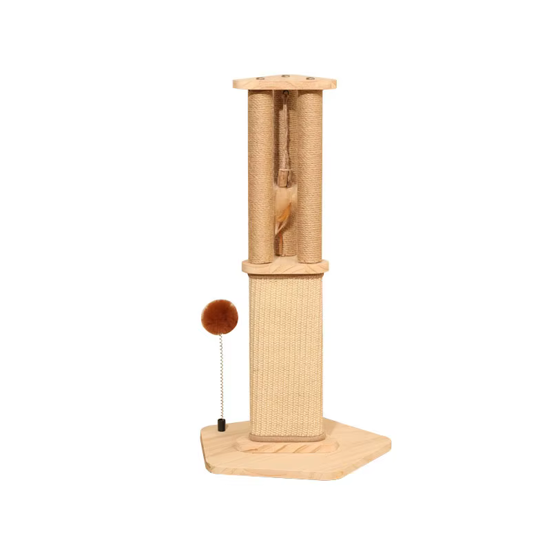 Rascador vertical de sisal para gatos con varita interactiva - imagen 2