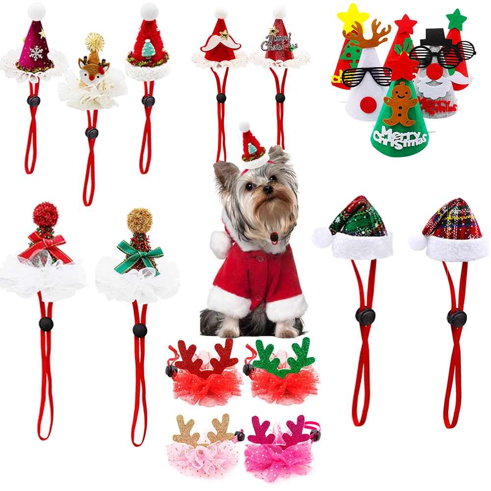 Gorros Navideños Ajustables para Perros y Gatos – Pack de Lazos de Fiestas