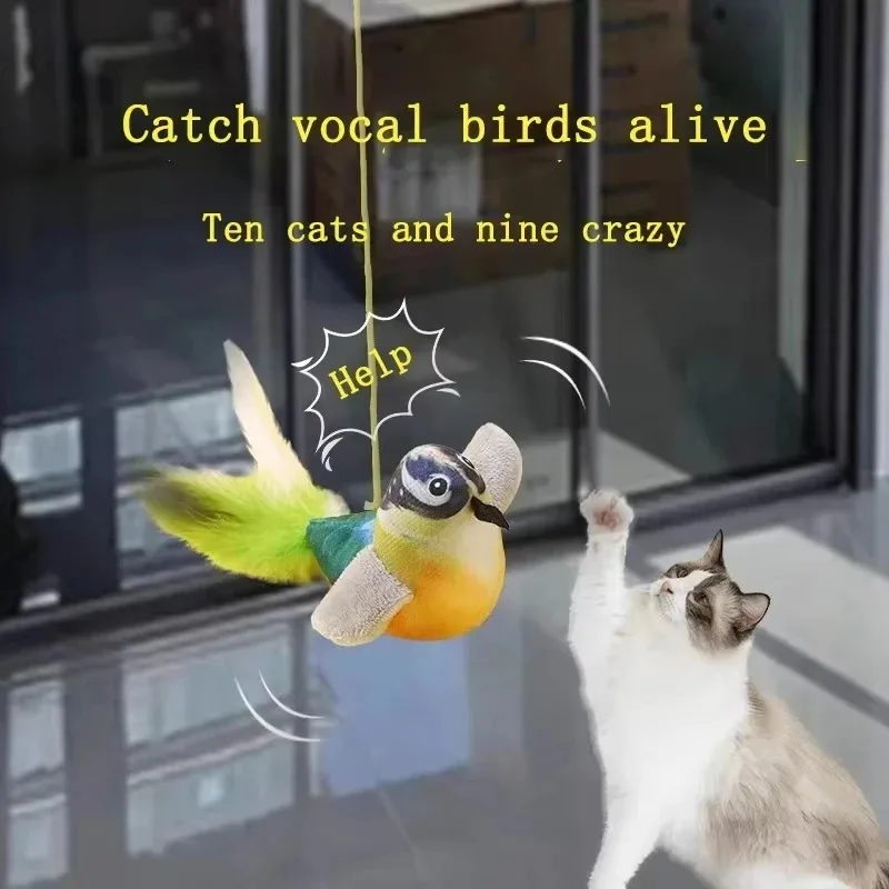 Juguete pájaro para gatos con hierba gatera