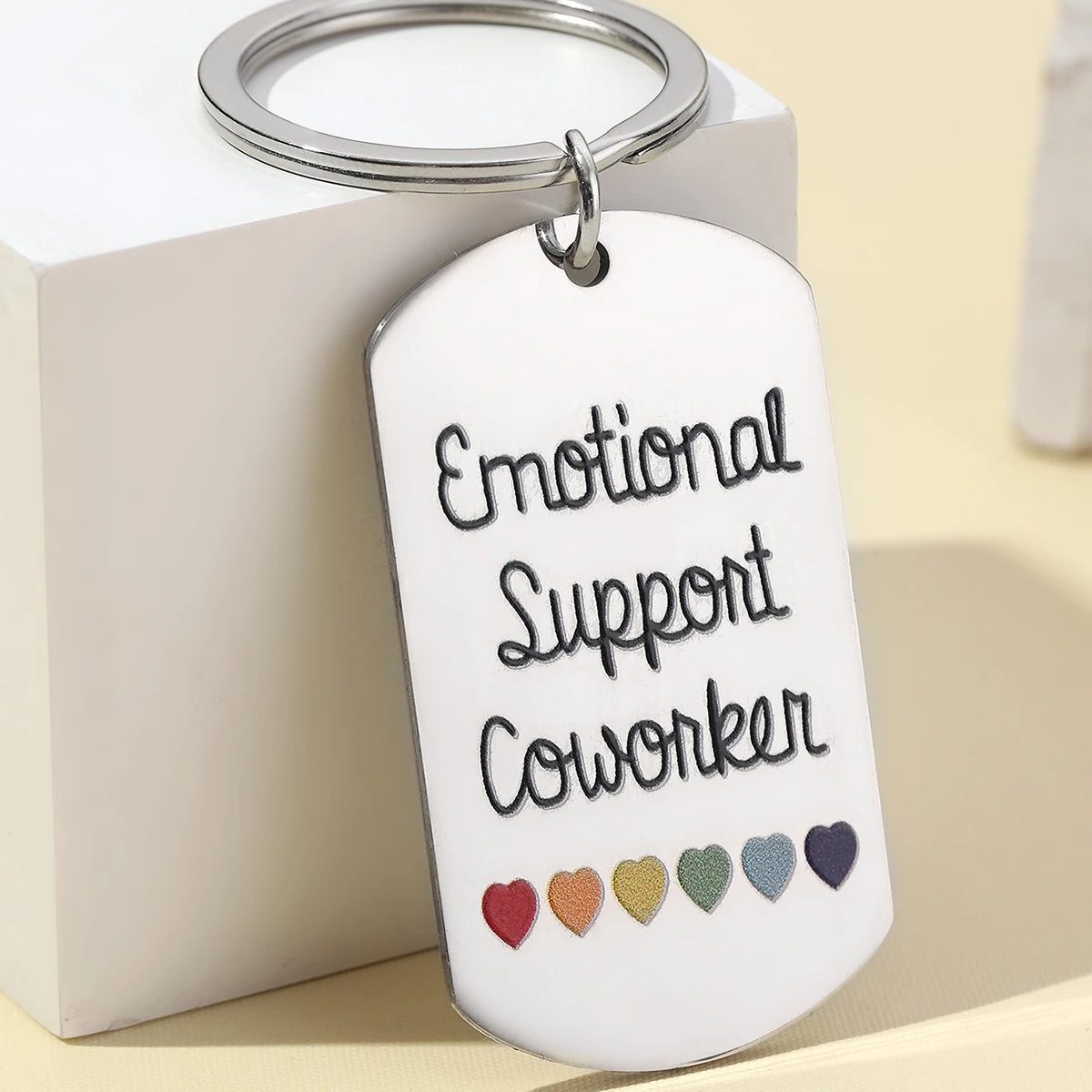 Llavero apoyo emocional corazón arcoíris para gatos y perros - imagen 4