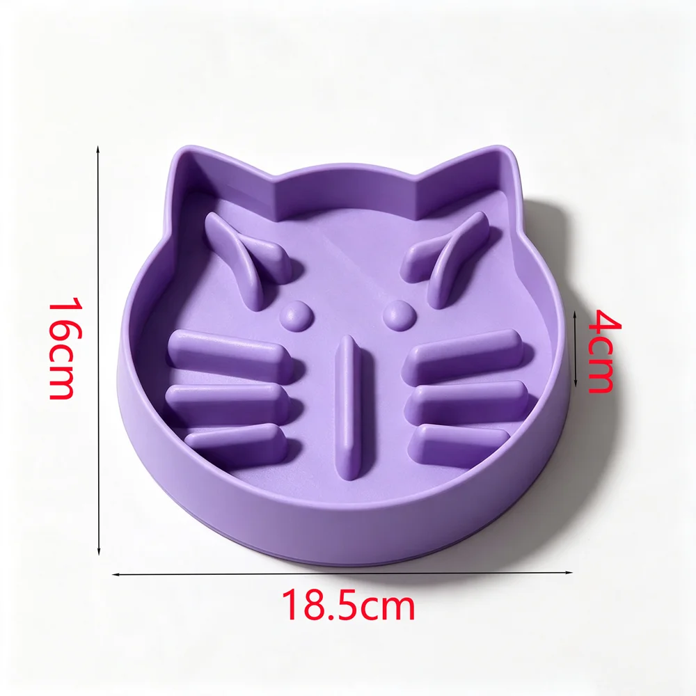 Comedero lento para gatos con diseño 3D de cabeza de gato