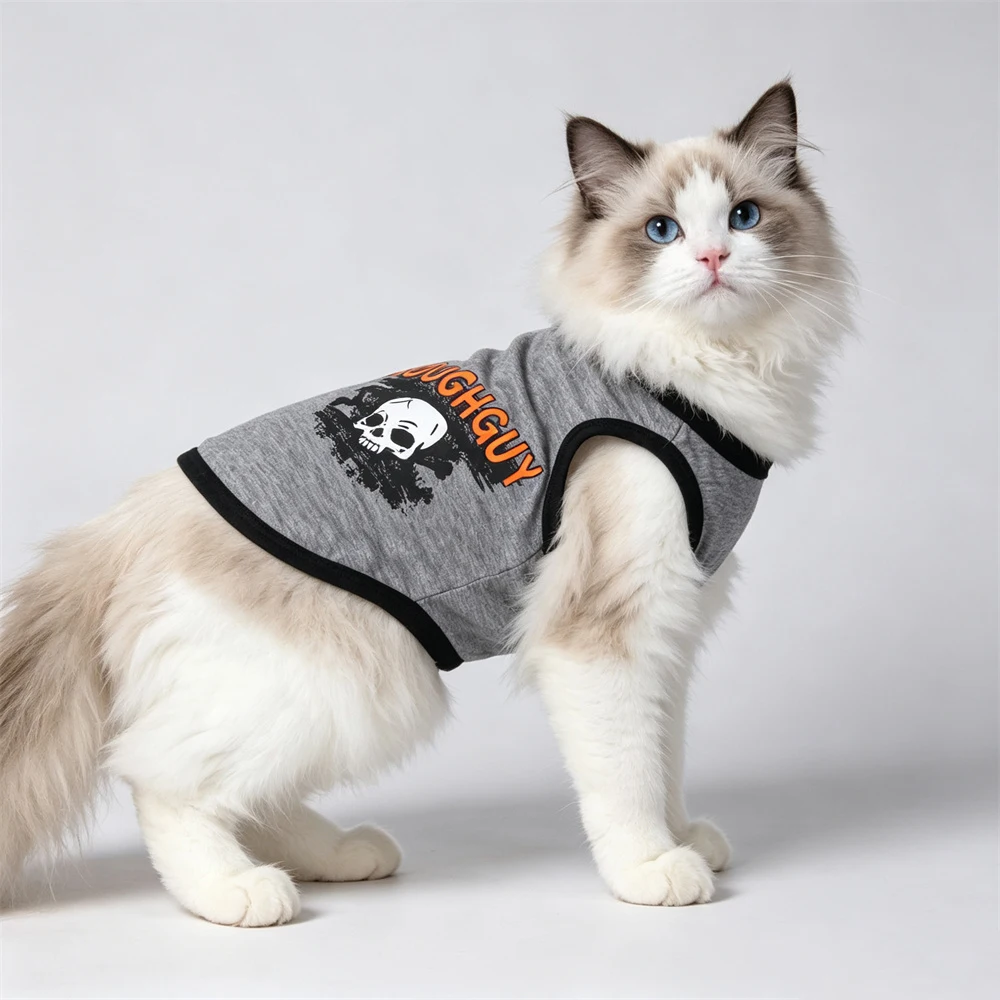 Chaleco punk calavera para gatos Sphynx – Prenda disfraz con motivos skull - imagen 2