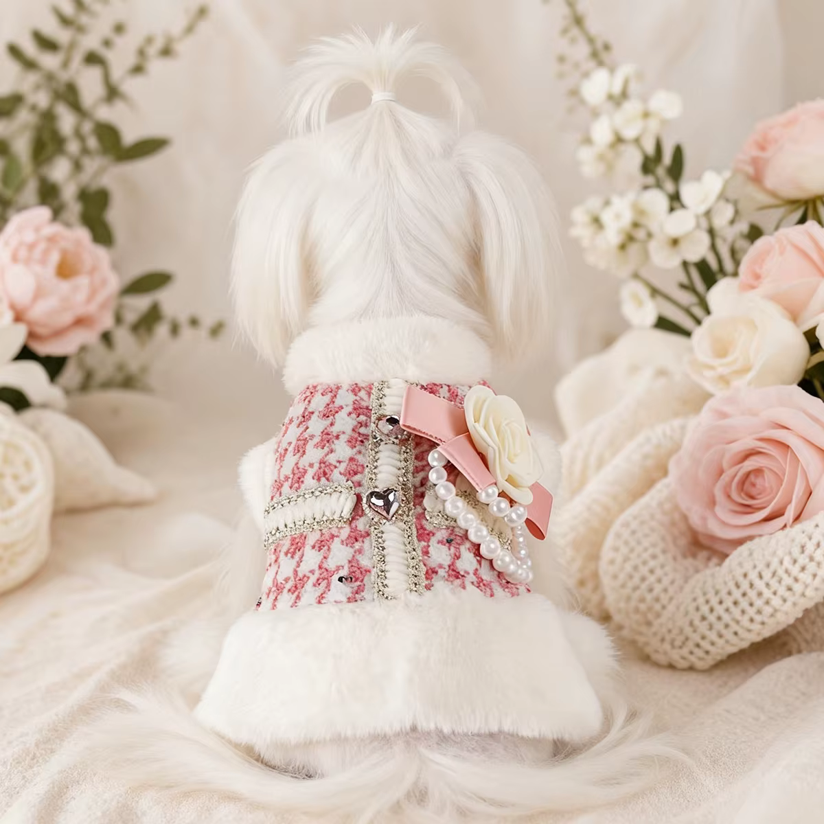 Chaquetita felpa rosa cálida para perros y gatos pequeños - imagen 5