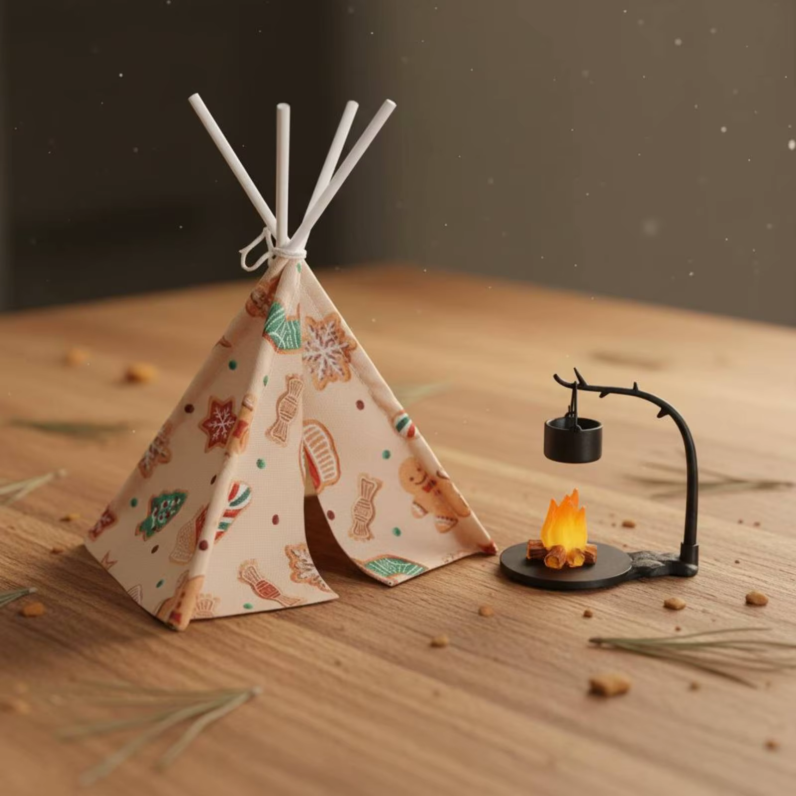 Tienda tipi para gatos y perros pequeños, decoración fuego falso