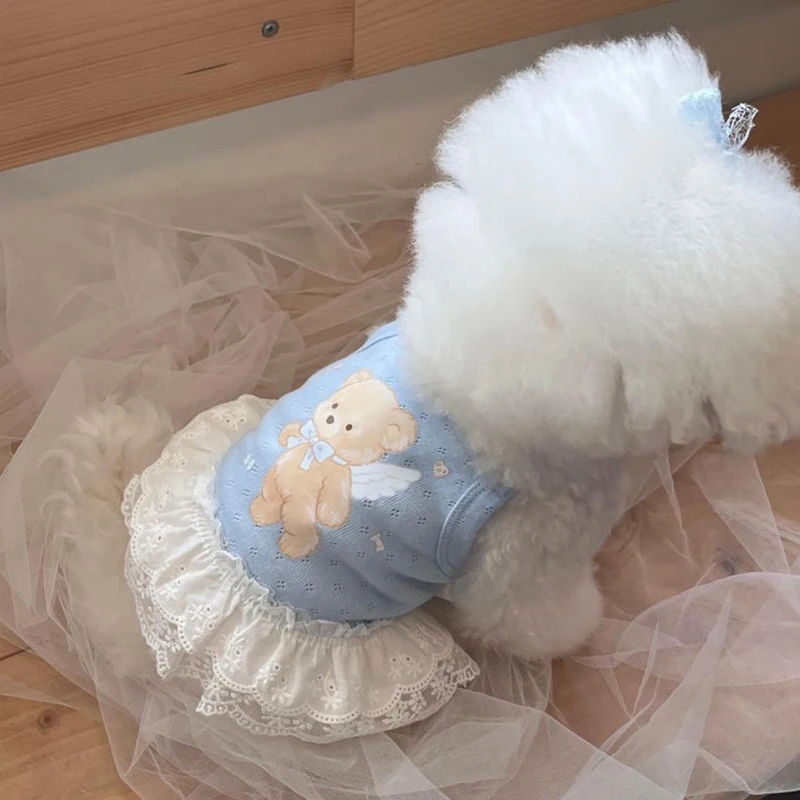Ropa algodón verano: chaleco oso York y overol romántico encaje gato - imagen 3